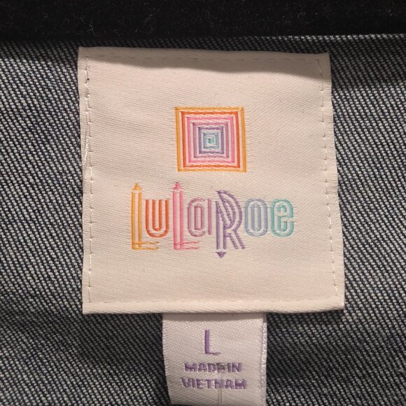 Denim Jacket Women's Size Large Cropped Stretch Long Sleeved Slit Pockets - Picture 9 of 16